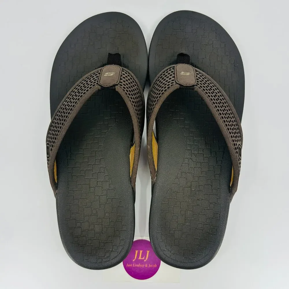 Skechers Men's Relaxed Fit: Pelem - Emiro Thong Sandals Dark Brown 65093 Size 12